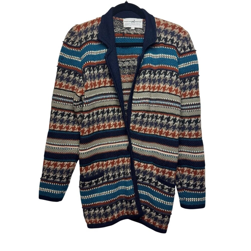 Peruvian Connection vintage 90s multicolor Fair Isle knit 100% alpaca cardigan